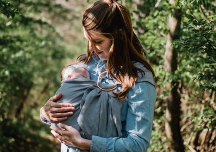 Mom with baby outside